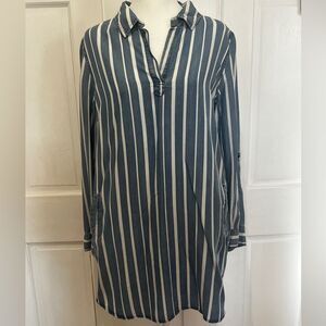 Velvet Heart Shirt Dress Blue Striped With Pockets Size Small